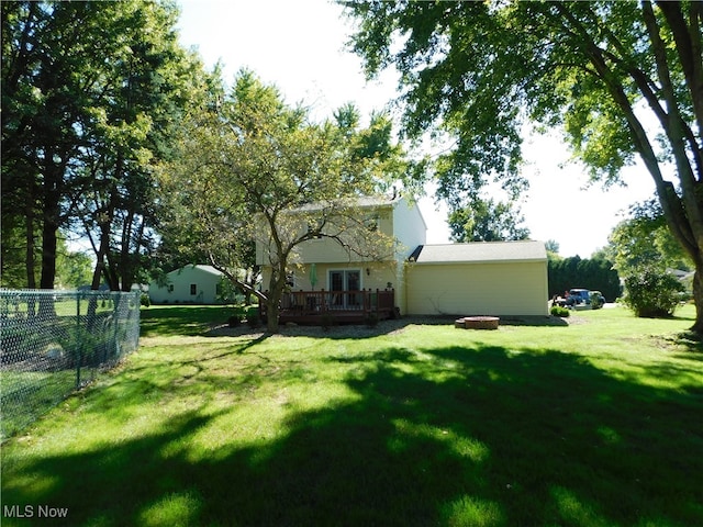 view of yard featuring a deck