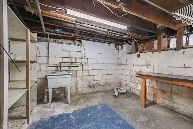 basement with sink