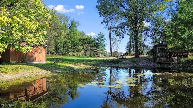 view of water feature featuring a gazebo