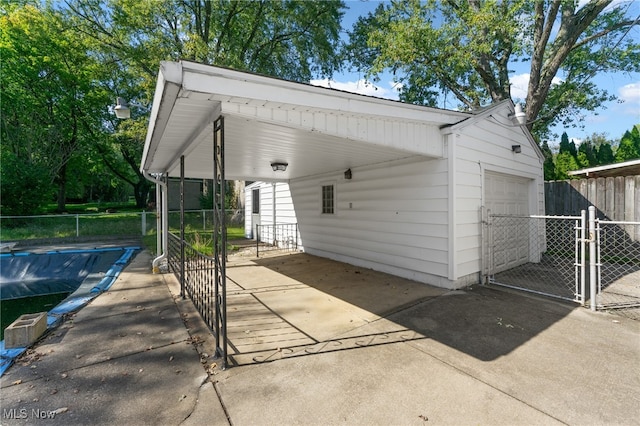 exterior space featuring a garage