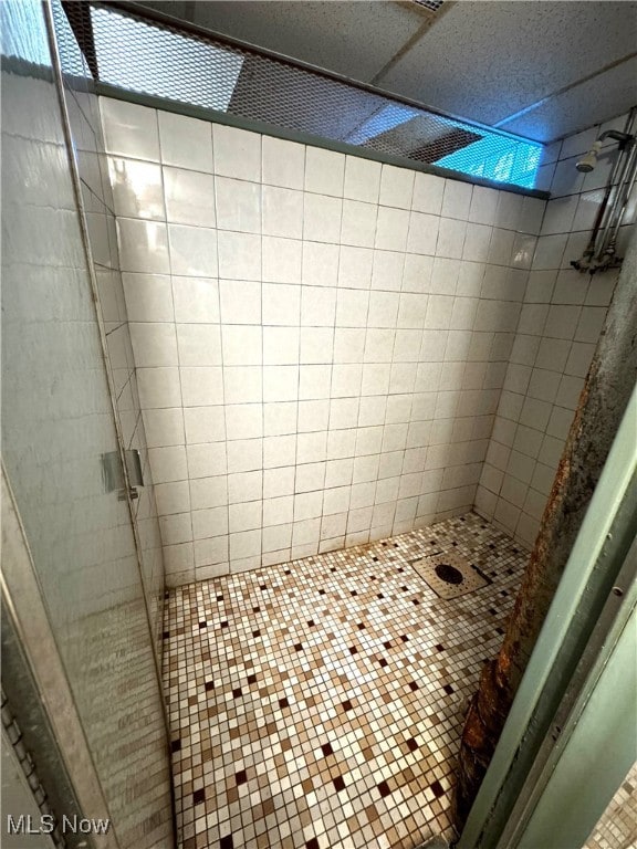 bathroom featuring tiled shower