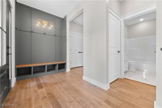 mudroom featuring light wood-type flooring