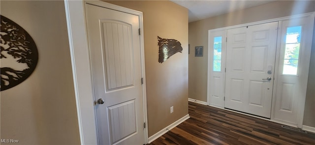 entryway with dark wood-type flooring