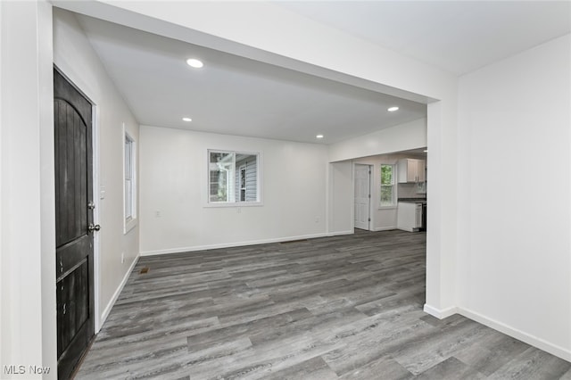 unfurnished living room featuring hardwood / wood-style floors