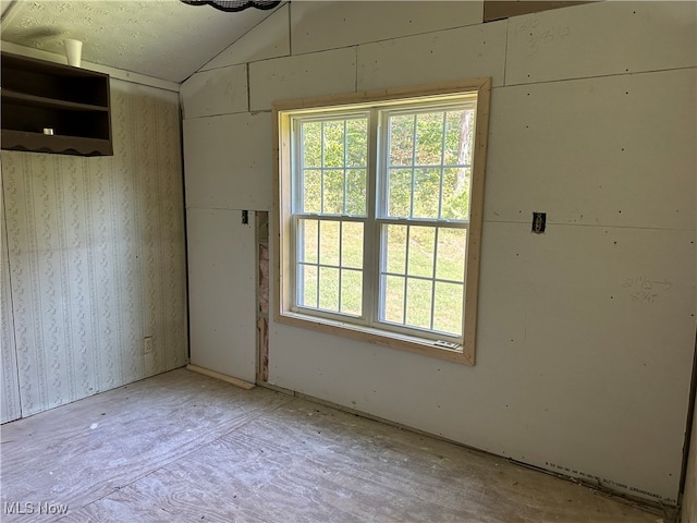 empty room with vaulted ceiling