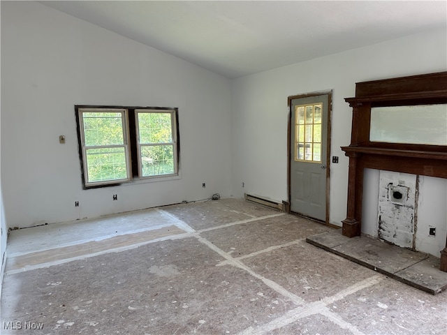 interior space with a baseboard radiator