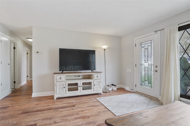 living room featuring light wood-type flooring