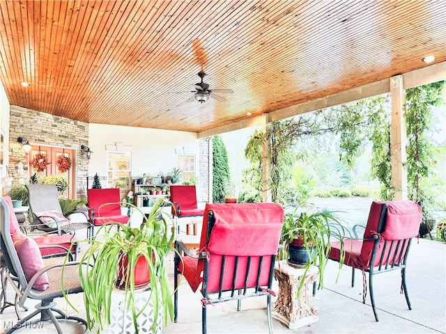 view of patio / terrace featuring ceiling fan