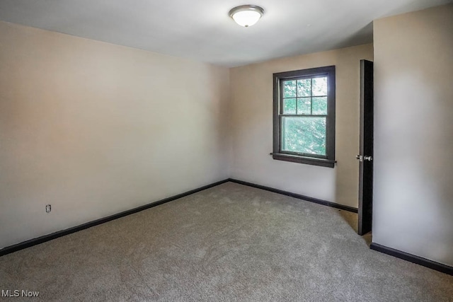 unfurnished room with light colored carpet