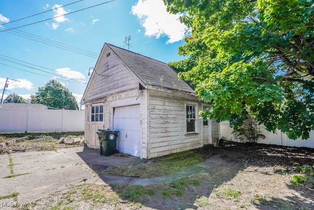 view of garage