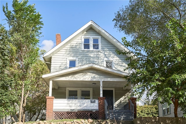 view of front facade featuring covered porch