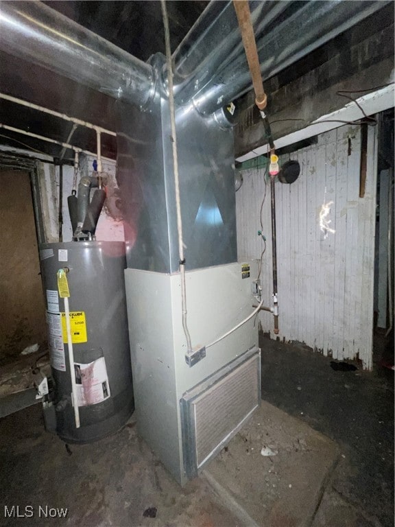 utilities with water heater and heating unit