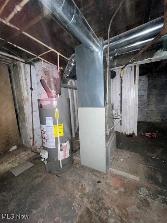 basement with water heater