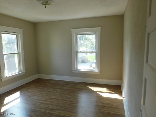 386 Jackson St, Conneaut, OH 44030 - empty room featuring a wealth of natural light, dark wood-type flooring, and baseboards