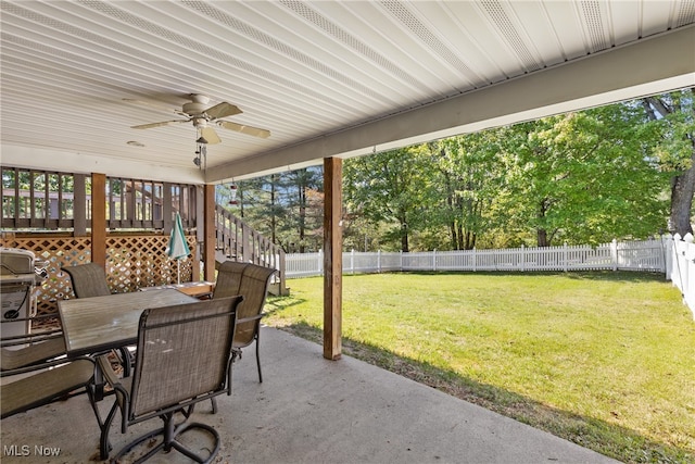 view of patio / terrace with ceiling fan