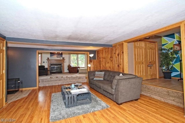 living room with hardwood / wood-style flooring