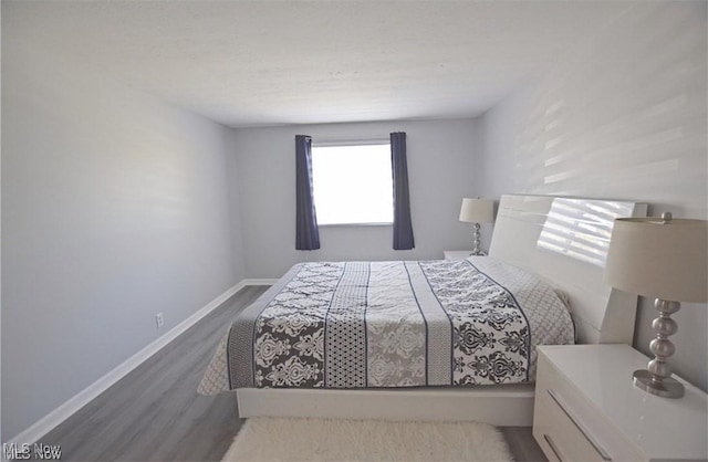 bedroom with wood-type flooring