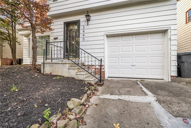 property entrance featuring a garage