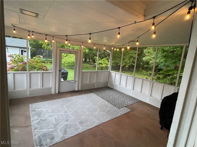 view of unfurnished sunroom