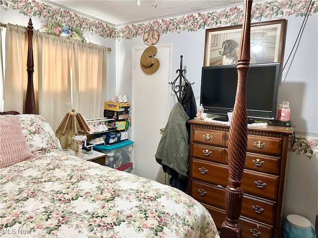 bedroom with a textured ceiling