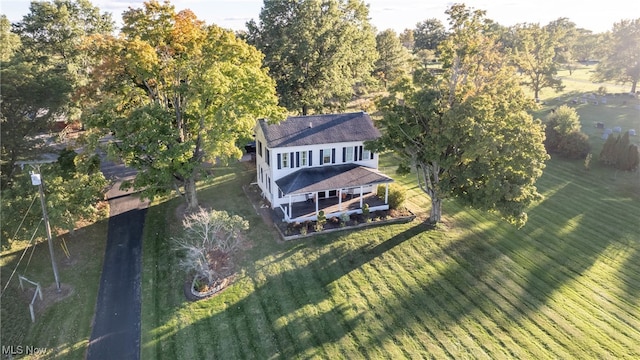 drone / aerial view featuring a rural view