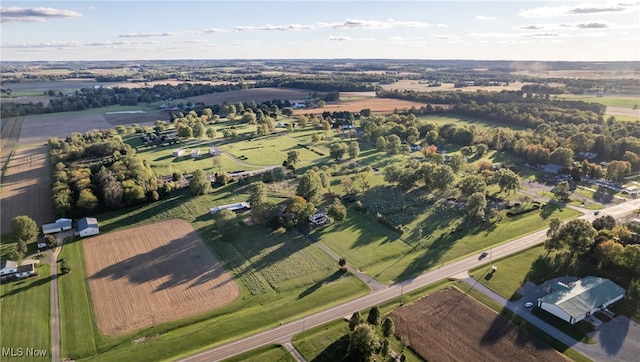 aerial view featuring a rural view