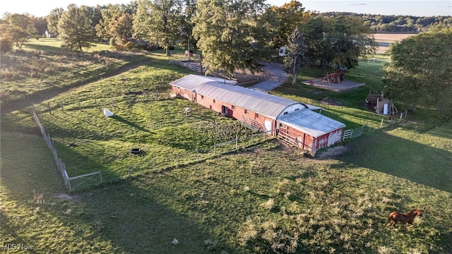 drone / aerial view with a rural view