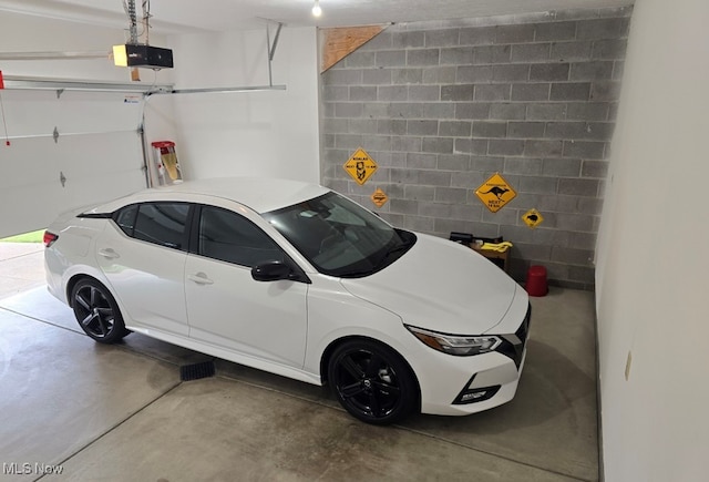 garage with a garage door opener