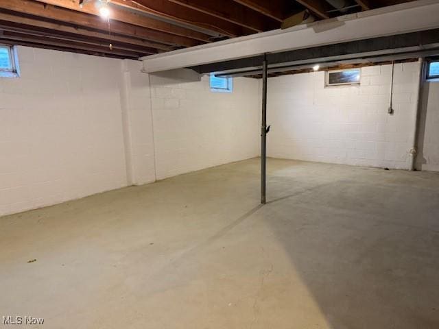 basement with plenty of natural light