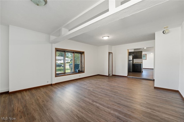 unfurnished living room featuring dark hardwood / wood-style flooring