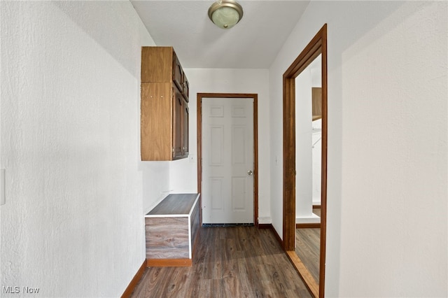 corridor featuring dark hardwood / wood-style floors