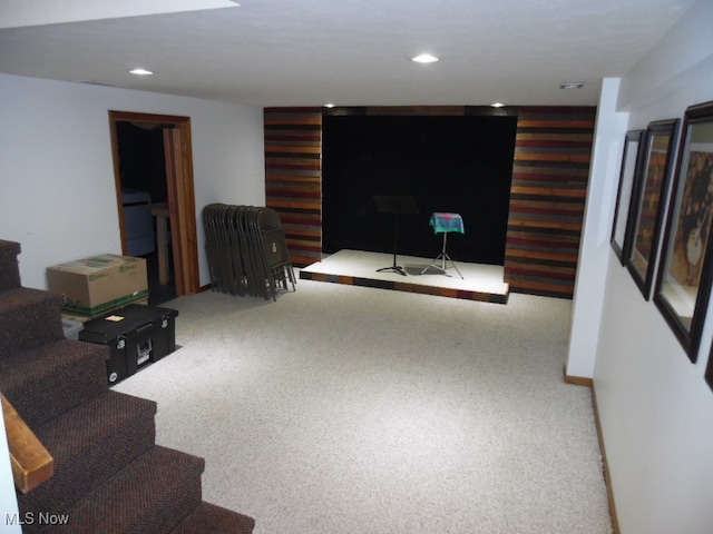 living room featuring carpet