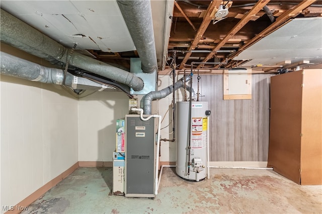 utility room featuring gas water heater