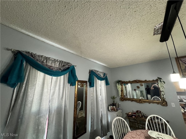 interior details featuring a textured ceiling