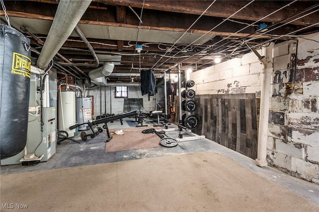 basement with gas water heater