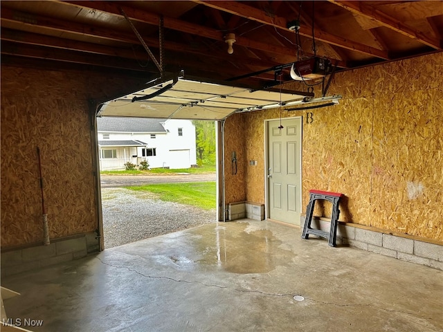 garage with a garage door opener