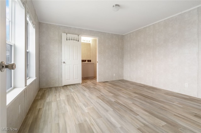 unfurnished room featuring light wood-type flooring