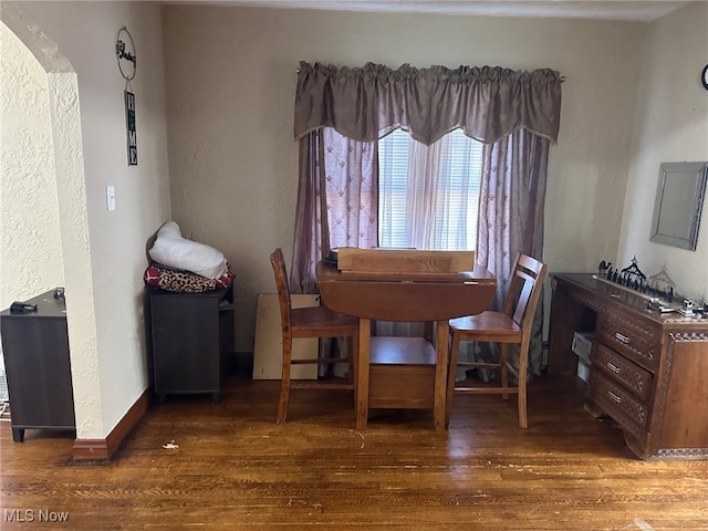 living area with dark hardwood / wood-style flooring