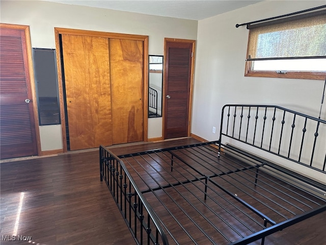 unfurnished bedroom featuring dark hardwood / wood-style flooring