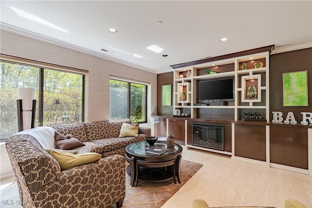 27500 Cedar Rd Unit T-8, Beachwood, OH 44122 - living room featuring crown molding and recessed lighting