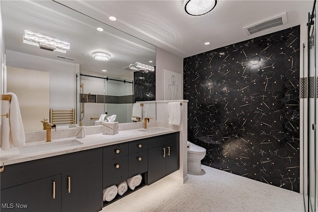 27500 Cedar Rd Unit T-8, Beachwood, OH 44122 - full bath with a shower stall, double vanity, toilet, and recessed lighting