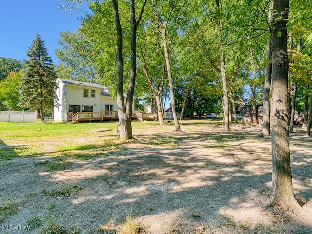 view of yard featuring a deck