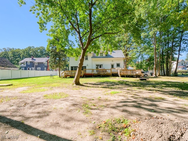 view of yard featuring a deck