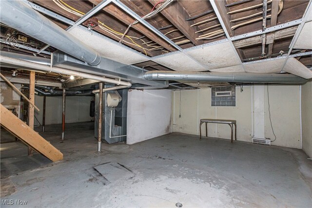 basement with heating unit