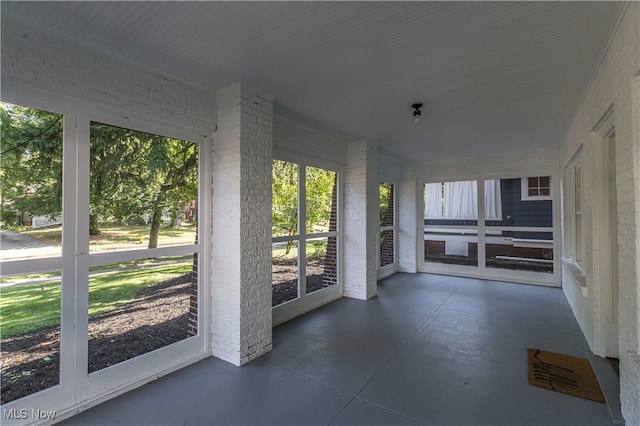 view of unfurnished sunroom