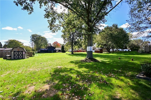 view of yard with a shed