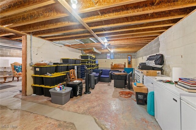 basement with independent washer and dryer