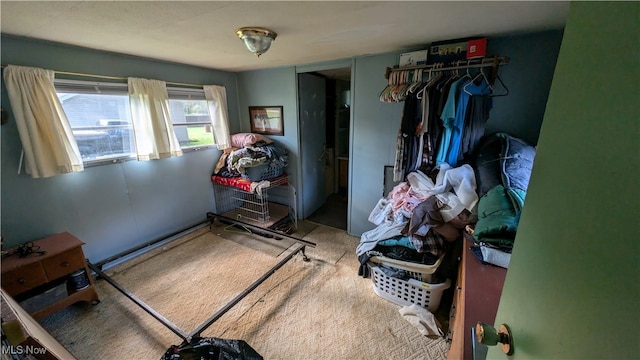 bedroom featuring a closet and carpet flooring