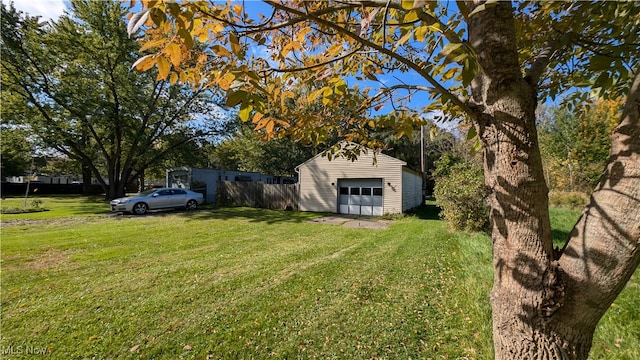 view of side of property with an outdoor structure and a lawn