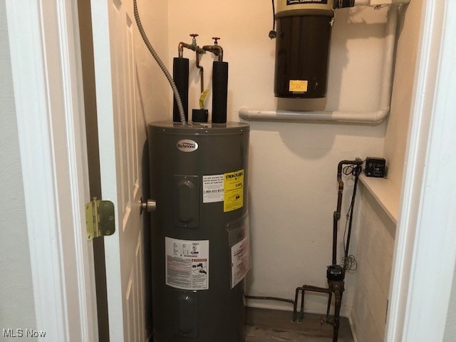 utility room with electric water heater